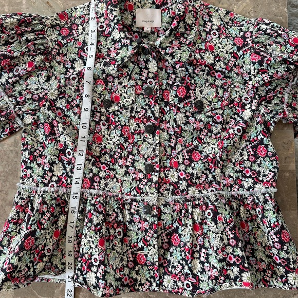 New Cinq A Sept, Party Print Lizzie Jacket, Garden Floral Peplum, Size 4 - Picture 7 of 13